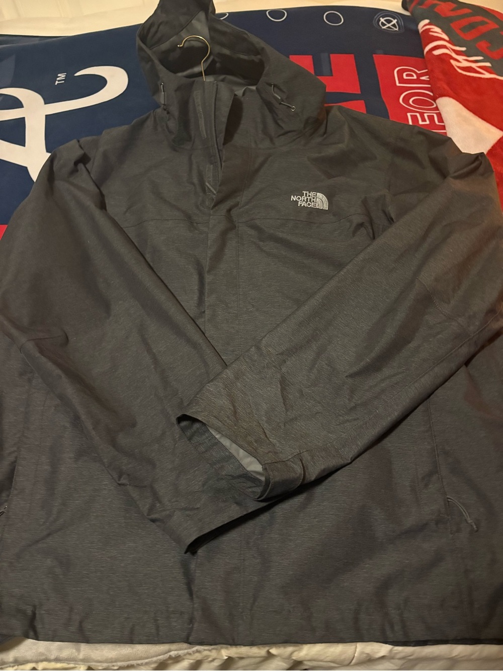 The North Face Men's Hooded Windbreaker Jacket in Dark Charcoal
